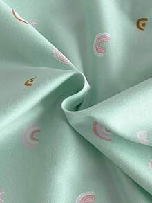 3件套新生儿简约时尚杏色、粉色、蓝色彩虹、兔子、猫咪动物图案舒适长袖长睡袍家居服套装 - 彩色 - 查看 4