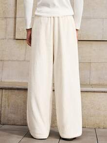 SWAVVY Men Casual Solid Color Slant Pocket Drawstring Waist Long Pants, Fall - Apricot - View 3