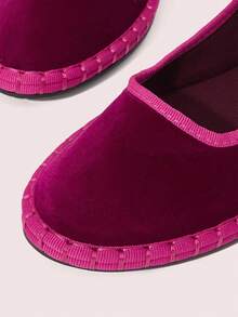 CUCCOO DOLLMOD Giày bệt Mary Jane nhung thanh lịch dành cho nữ, thoải mái và thời trang, màu tím bóng - Màu Hồng Tươi - Xem 5