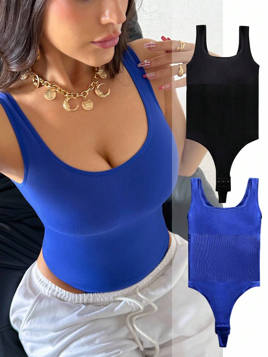 SuitURBody Women's Casual Sleeveless Solid Color Bodysuit, Summer - Multicolor - View 1