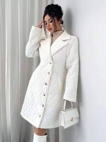 Rafferiza 女士优雅气枪翻领奶油白外套 女士冬季钻石 - 米色 - 查看 4