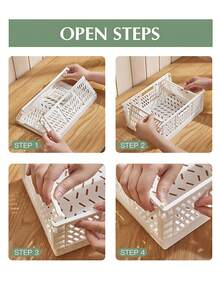 Joivida 1个Macron彩色塑料折叠收纳篮，非常适合收纳和日常使用，易于组装，可用于厨房、浴室、办公室、客厅、教室、宿舍等场所。 - 彩色 - 查看 6