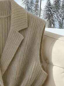 GlowEve 女士优雅休闲V领口袋针织开衫背心 - 灰色 - 查看 5