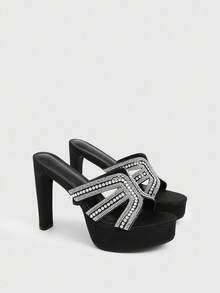 CUCCOO LuxiPop Women's Sexy Fashion Thick Heel Waterproof Platform High Heel Sandals, Suitable For Halloween, Christmas, Party, Nightclub Outfit