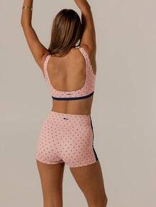 Aralina Bộ đồ chấm bi tương phản Leisurewear Quần short mùa hè dễ thương và áo mùa hè dễ thương Trang phục sân bay hoàn hảo cho phụ nữ và ngày 4 tháng 7 - Màu Hồng baby - Xem 2