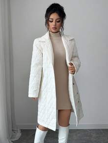 Rafferiza 女士优雅气枪翻领奶油白外套 女士冬季钻石 - 米色 - 查看 7