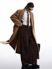 LYSMO 2025 Women's Casual Wide Leg Pants,Shades Of Brown Autumn Office Stylish Minimalist Winter Bold Edgy Chic Thermal Lining Metallic Foil Chic Pants - Coffee Brown - View 4