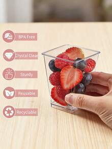 SHEIN 100/50/40/30/20/10PCS Dessert Cups, Transparent Mini Plates, Covered And Uncovered Mousse Cups For Tiramisu Cakes, Suitable For Pudding, Mousse, Snacks, Party Supplies, Food Containers - Transparent - View 6