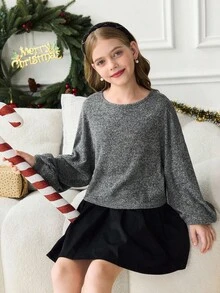 青少年女学生服装，灯笼袖基本款，开学季，开学典礼，日常穿着，学校，旅行，运动，冬季 - 深灰色 - 查看 5