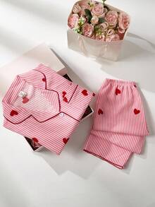 Genkimix Kids Winter  School Girl Pajamas, Girls' Cute Cherry Print Long Pants And Long Sleeve Casual 2 Pieces Loungewear Set - Multicolor - View 3