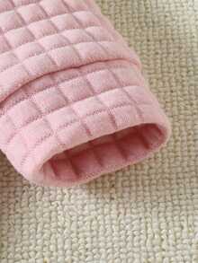 1件女婴粉色3D兔耳设计可爱毛绒睡衣，适合秋冬季穿着 - 淺粉色 - 查看 3