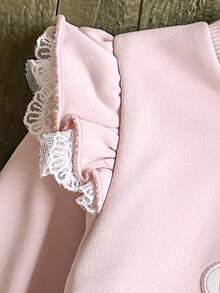 SHEIN 2pcs Baby Girls' Sweet Pink Butterfly Embroidery Crew Neck Long Sleeve Sweatshirt And Denim Pants Set, Decorated With Pink Ribbon Bow, Suitable For Outings, Dates, Casual, School, Party And More Baby Girl Jeans Set Bow Baby Girl Outfit Baby Girl Clothes Toddler Girl Tops Sets Baby Girl Outfits With Bows Toddler Girl Clothes Set Baby Girl Flared Jeans Set Fall Winter - Pink - View 6