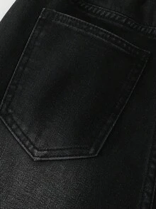 SHEIN Denimly 男士休闲学院风户外风格松紧腰拉链开合户外街头百搭牛仔直筒裤，适合日常穿着、派对和上学