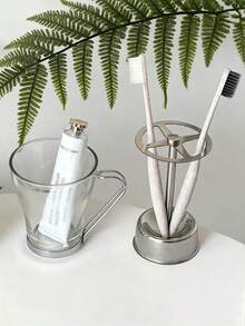 1pc Stainless Steel Toothbrush Holder, Multi-Functional Toothpaste Stand And Storage Organizer Home Bathroom Decor Fall Decor Back To School