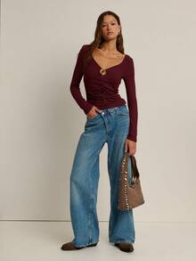 Nöista Áo khoét lỗ xếp nếp gân mận. Hoàn hảo cho trang phục mùa thu của phụ nữ, đi chơi, mặc đi học lại hoặc hẹn hò vào mùa đông - Dễ dàng đánh bóng quanh năm. - Màu Tím - Xem 7