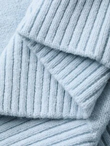 DAZY Women's Casual Asymmetric Collar Letter Pattern Sweater, Autumn/Winter - Blue - View 8