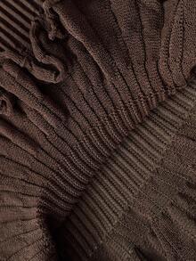 Modelyn 2件套优雅淑女风无袖针织背心和长款百褶裙套装 - 咖啡棕 - 查看 7