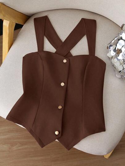 Franclia 大码女式优雅无袖法式通勤吊带背心