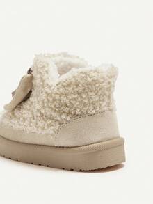 Cozy Pixies 1 Pair Baby Girls' Grey Butterfly Flat Fashionable Sweet Cute Style Comfortable Thermal Lined Warm Casual Snow Boots, Suitable For Outdoor Travel In Winter