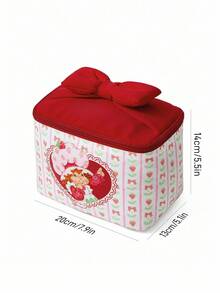 Strawberry Shortcake X SHEIN 时尚可爱卡通草莓印花蝴蝶结装饰化妆包，S码，礼品创意 - 紅色 - 查看 8