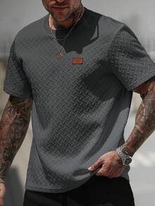 Manfinity CasualCool 男士夏季提花罗纹领短袖 T 恤，送给男朋友或丈夫的精美礼物，非常适合夏季日常休闲穿着，适合海边度假，时尚百搭