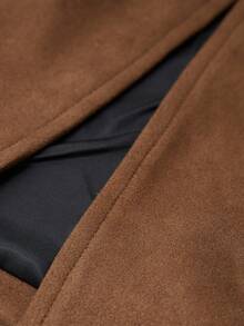 GENKIRA Brown Suede Retro High-End Lapel Asymmetric Button Versatile Women Blazer Jacket - Coffee Brown - View 7