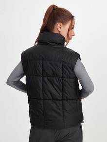 SHEIN Sports 2025 New Korean Version Loose Stand Collar Layered Vest Waistcoat, Short Style For Autumn/Winter - Black - View 2