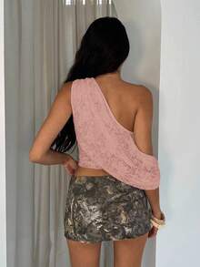 Glamine 女式蕾丝提花细肩带背心，适合夏季秋季女装返校季 - 粉色 - 查看 2