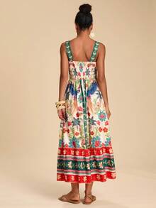 Travachic 热带印花镂空休闲度假吊带裙 - 彩色 - 查看 3