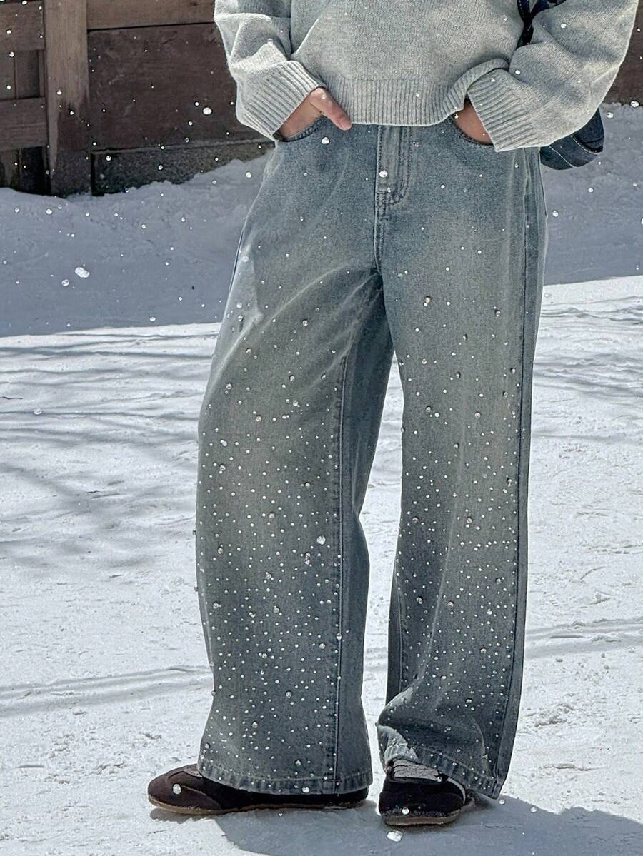 DAZY 青少年女孩休闲牛仔裤 - 藍色 - 查看 1