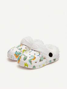 Cozy Pixies 1双儿童户外毛绒保暖运动卡通动物时尚婴儿幼儿趣味恐龙透气室内拖鞋 - 白色 - 查看 5