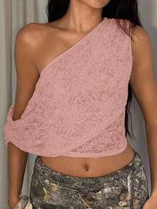 Glamine 女式蕾丝提花细肩带背心，适合夏季秋季女装返校季 - 粉色 - 查看 4