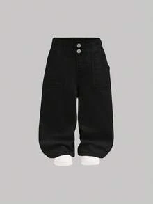 SHEIN 2件套女童黑白宽松直筒牛仔裤，春夏休闲度假乡村波西米亚风，适合海滩、西部街头风、春假、锐舞节等场合穿着。 - 彩色 - 查看 7