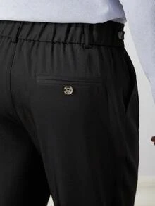Core Aspect Pantalon casual ample plissé avec poche, couleur unie pour hommes - Noir - Voir 5