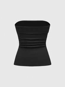 ROMWE Grunge Punk Hauts femme multicolores à ourlet fendu noir et blanc