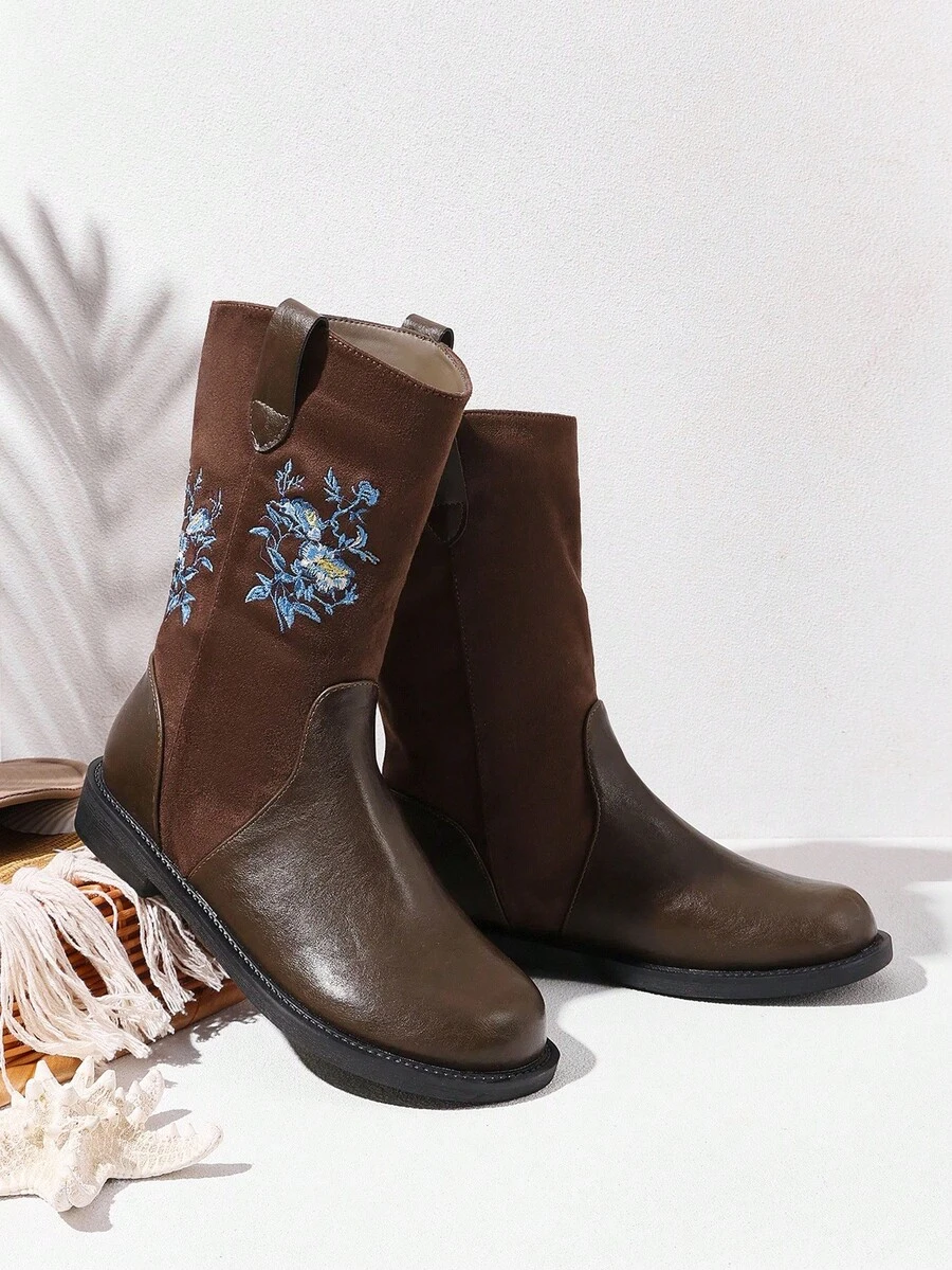 Styleloop Women's Retro Over-The-Knee Boots, Round Toe Slim Fit Tall Riding Boots, Versatile High Shaft Boots For Music Festivals, Halloween, Christmas, Parties - Brown - View 1