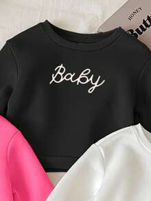 SHEIN 3 件套女婴豹纹保暖长袖卫衣套装，适合秋冬季 - 彩色 - 查看 5