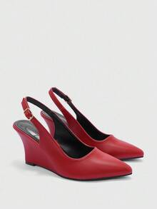 CUCCOO BIZCHIC Giày cao gót đế xuồng mũi nhọn màu đỏ tía quai sau thoải mái, thanh lịch cho nữ - Màu Đỏ Sâu - Xem 6