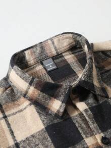 Manfinity Homme 秋季大码男士格子长袖单排扣口袋休闲夹克