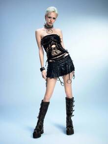 Sugerpunk 8cm Heel Women's New Buckle Strap Thick Sole Side Zipper Fashion Riding Boots - Black - View 5