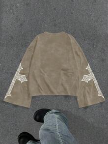 Manfinity ZONE917 Men Digital Full Print Loose Cropped Flare Sleeve T-Shirt, Fall