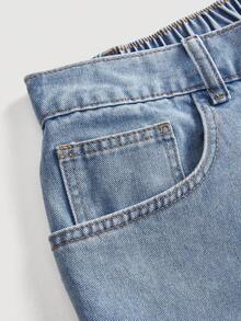 SHEIN Tall CURVE Jeans anchos y sueltos con efecto desgastado de moda casual para mujer de talla grande