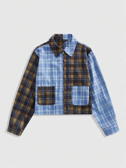 Street Life Cappotto oversize da uomo a maniche lunghe con motivo a quadri e patchwork, adatto per l'autunno/inverno