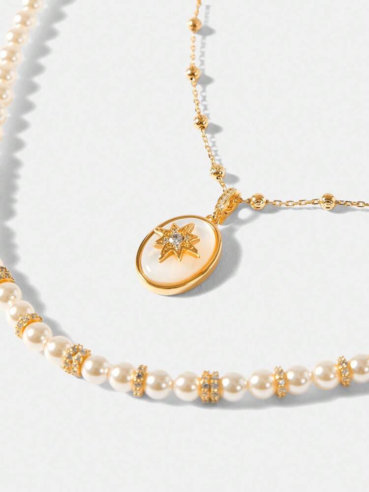 FAUX PEARL MULTILAYER NECKLACE