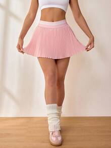 Sovereign Charm Summer Contrast Waistband Pleated Sports Skirt Shorts