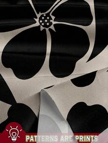 EMERY ROSE Plus Size Khaki Plus Size Floral Print Dress, Suitable For Spring/Summer Vacation,Sun Dresses For Women Chic Dress,Flower - Multicolor - View 3