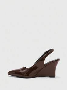 CUCCOO BIZCHIC Women's Pointed Toe Wedge Heel Slingback Pumps, Comfortable And Elegant Coffee Color