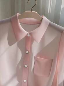 Franclia Blusa transparente de unicolor elegante y sexy para mujer