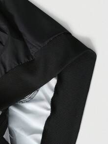 ROMWE MEN Street Life Unisex Street American Motorcycle Rhinestone Effect Lip & Letter Print Jacket, Grunge, Fall - Black - View 8