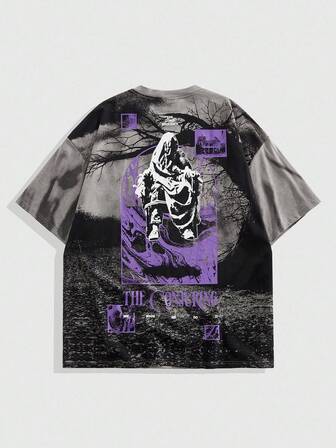 The Conjuring X ROMWE Men Casual Gothic Graphic Print Short Sleeve T-Shirt